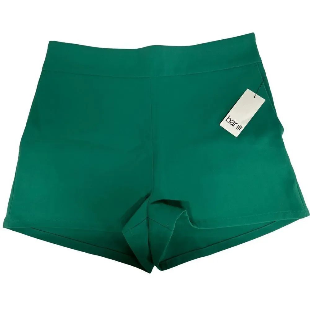 Bar III Shorts Ipanema Forest Rain Green Side Zipper Two Front Pockets Size 6